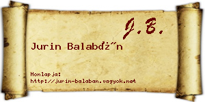 Jurin Balabán névjegykártya
